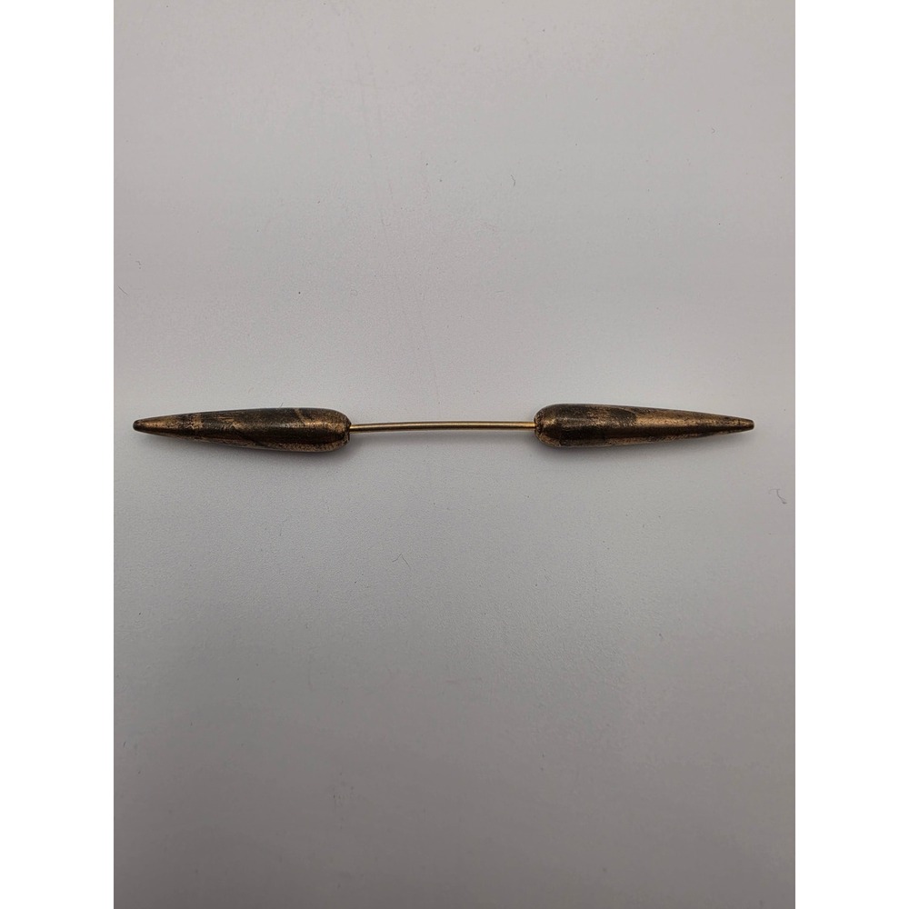 Vintage Bronze Torpedo Bullet Collar Bar Screw On Mens Dress Shirt Accessory